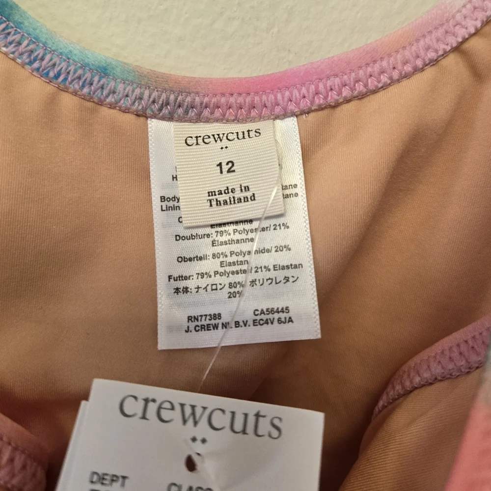 J. Crew Crewcuts tie dye one piece swimsuit Pink Blue 12